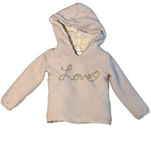 Thick Pink Girl's Woolish Hoodie With Metallic Fibers LOVE
